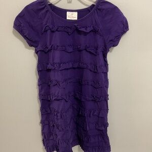 Girls Hanna Andersson Purple Ruffle Dress, Size 130 (8)